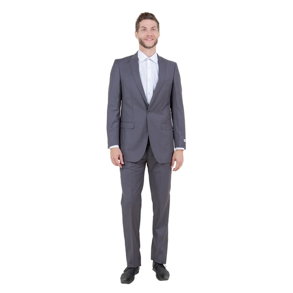 Mens Slim Fit Solid 2 Piece Pick Stitch Suit Set Notch Lapel