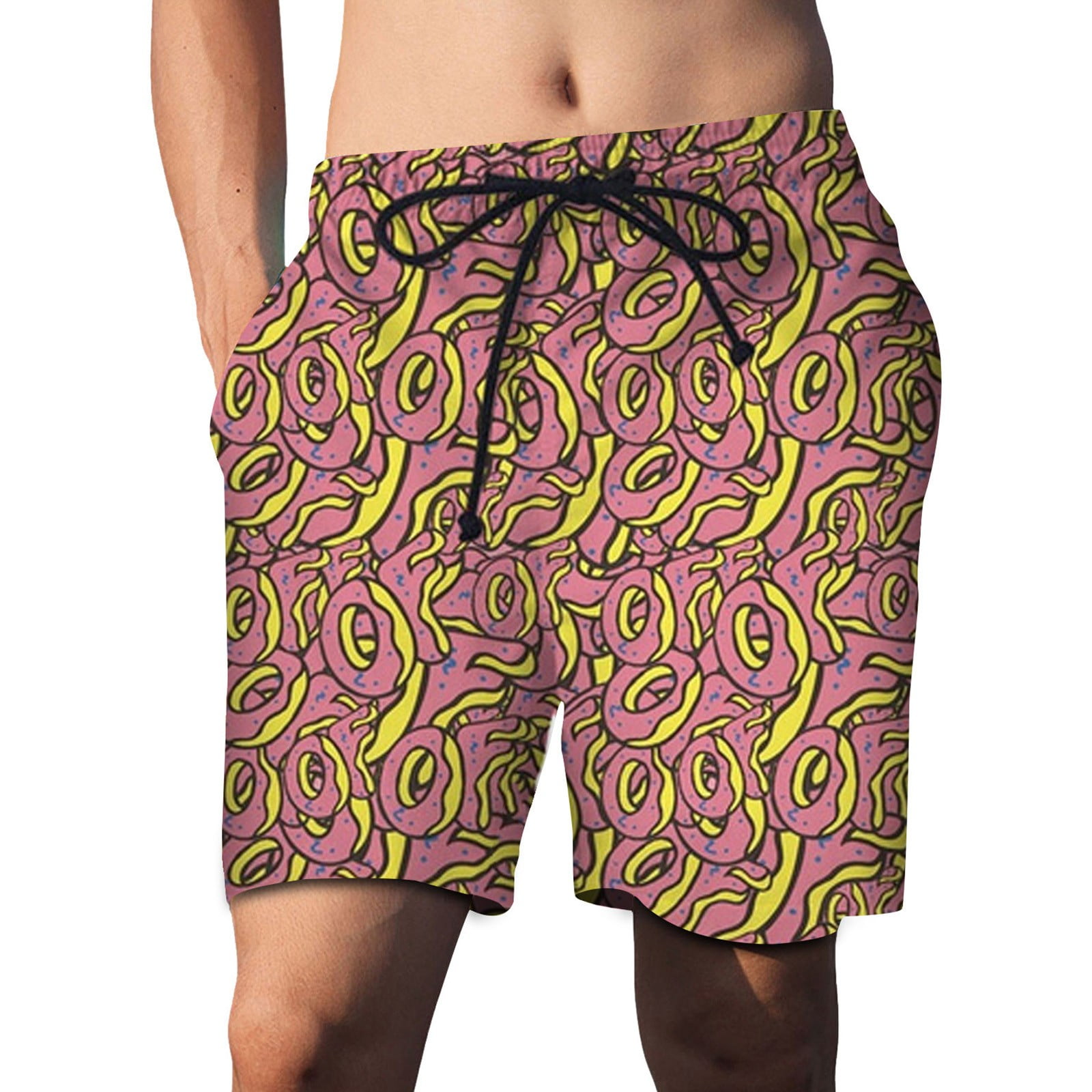 Mens Slim Fit Swim Trunks Printed 3D Summer Realistic Food Pants