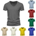 thumbnail image 1 of Mens Slim Fit T Shirts Pure Color V Neck T Shirts Loose Fit Short Sleeve Stretchy Summer Tee Daily Wear Mens Shirts Summer Blue S, 1 of 6