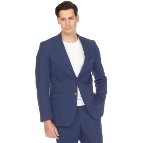 Mens Slim Fit Two Button Navy Seersucker Suit