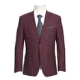 thumbnail image 1 of Mens Slim Fit Two Button Wool Sport Coat Blazer in Burgundy, 1 of 1