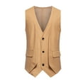 thumbnail image 1 of Mens Slim Fit Waistcoat V Neck Vest Button Down Formal Business Dress Suit Pockets Casual Solid Color Sleeveless Tank Top with Chain Male Jacket for Party Wedding, 1 of 9