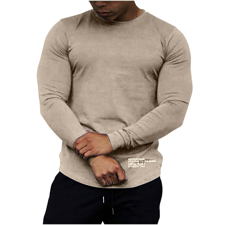 Mens Long Sleeve Stretch Slim Fit Top Sports Strech Workout Long Sleeve T- Shirt