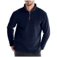 thumbnail image 1 of Mens Slim Fit Zip Up Mock Neck Polo Sweater Casual Long Sleeve Sweater and Pullover Sweaters Navy L(L), 1 of 8