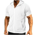 thumbnail image 1 of Mens Slim Fit Zip up Hoodie Short Sleeve Thin Jacket Full Zip Sweatshirt with Pocket White M, 1 of 5