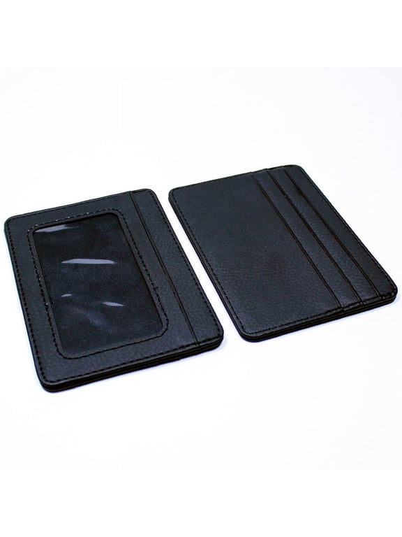 Mens Slim Leather Wallet Card Holder Window Credit Cash ID Pocket Thin Minimal