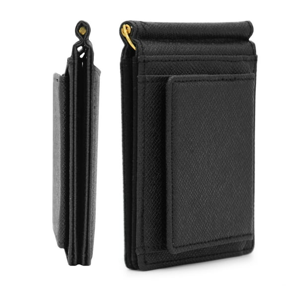 Mens Slim Wallet with Money Clip Front Pocket, Coin Pouch, Thin Bifold Leather Card Holder Minimalist Mini Billfold