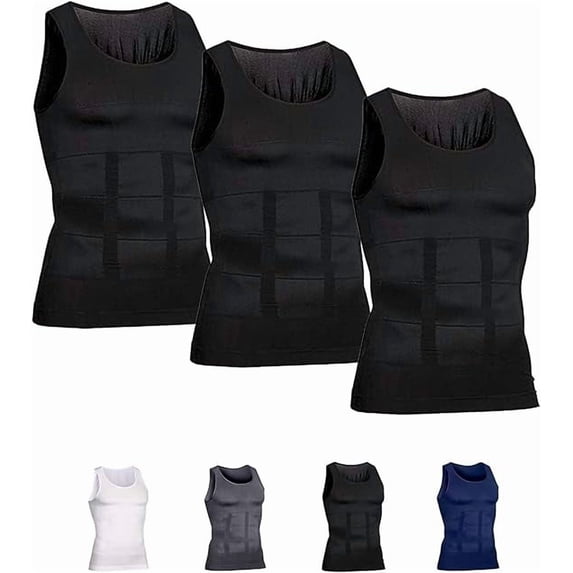 Mens Slimming Body Shaper Vest Compression Tank Tops Shirts Workout Abs Abdomen Undershirts 3pcs