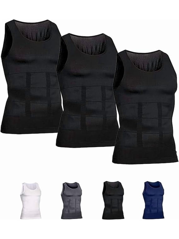 Mens Slimming Body Shaper Vest Compression Tank Tops Shirts Workout Abs Abdomen Undershirts 3pcs