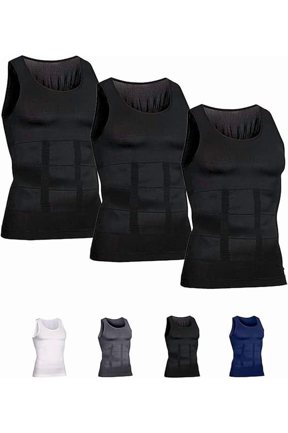 Mens Slimming Body Shaper Vest Compression Tank Tops Shirts Workout Abs Abdomen Undershirts 3pcs