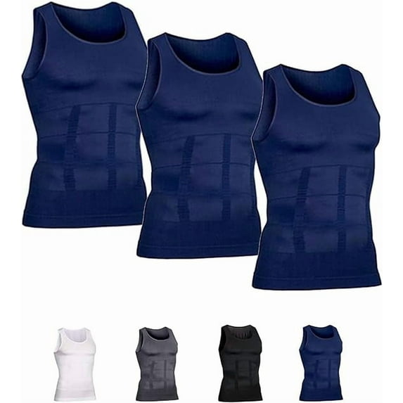 Mens Slimming Body Shaper Vest Compression Tank Tops Shirts Workout Abs Abdomen Undershirts 3pcs