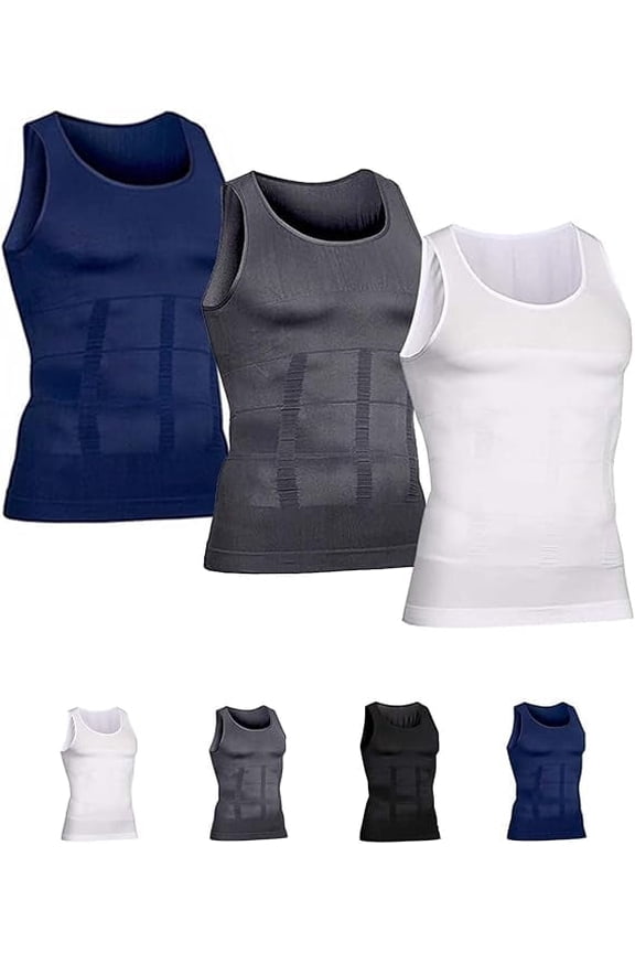 Mens Slimming Body Shaper Vest Compression Tank Tops Shirts Workout Abs Abdomen Undershirts 3pcs