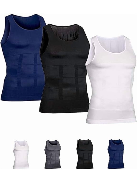 Mens Slimming Body Shaper Vest Compression Tank Tops Shirts Workout Abs Abdomen Undershirts 3pcs