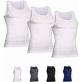 thumbnail image 1 of Mens Slimming Body Shaper Vest Compression Tank Tops Shirts Workout Abs Abdomen Undershirts 3pcs, 1 of 19