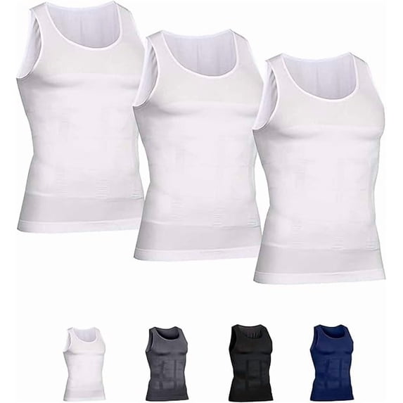 Mens Slimming Body Shaper Vest Compression Tank Tops Shirts Workout Abs Abdomen Undershirts 3pcs