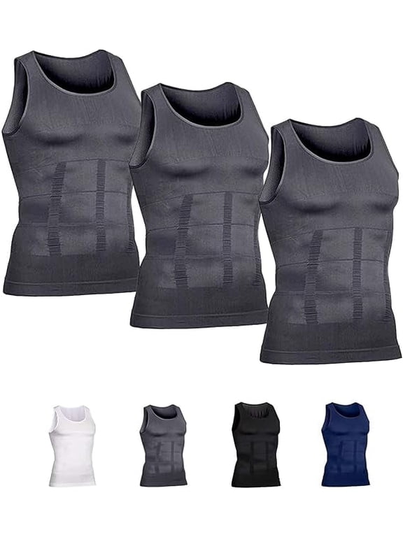 Mens Slimming Body Shaper Vest Compression Tank Tops Shirts Workout Abs Abdomen Undershirts 3pcs