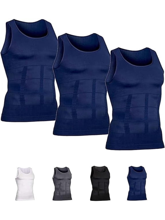 Mens Slimming Body Shaper Vest Compression Tank Tops Shirts Workout Abs Abdomen Undershirts 3pcs
