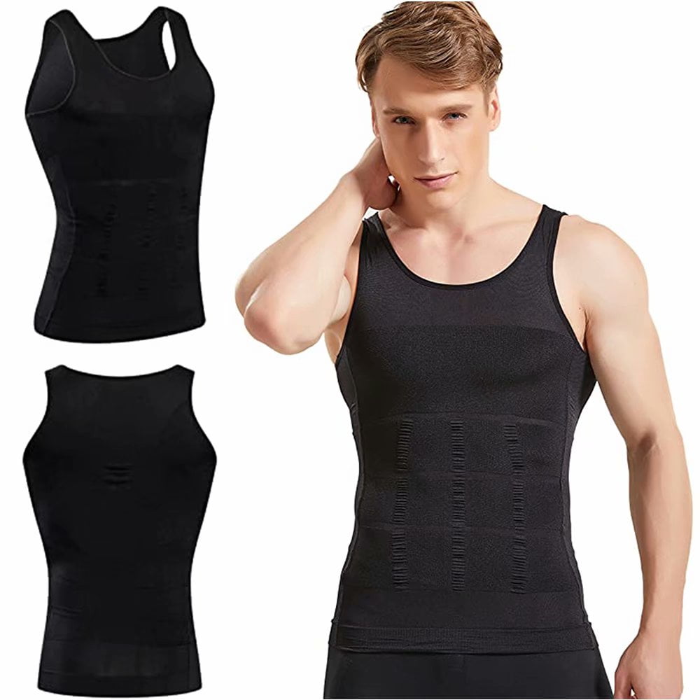 Mens Slimming Body Shaper Vest Shirt Tummy Control Shapewear Abdomen