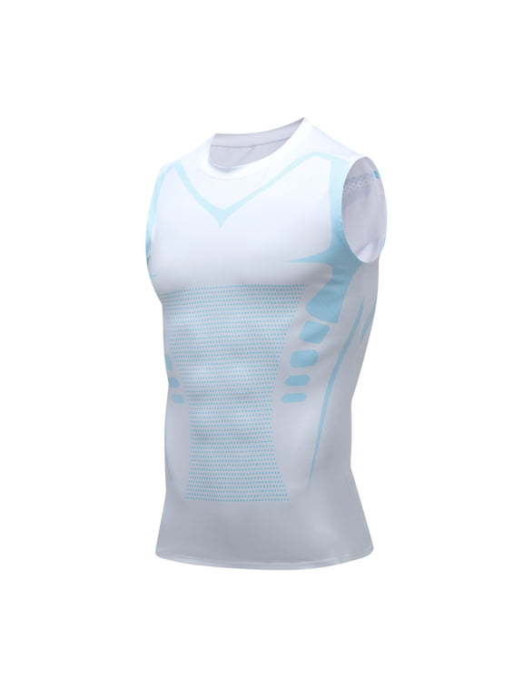 Mens Slimming Compression Shirt Body Shaper Vest Crewneck Workout Shirts Tummy Control Undershirts