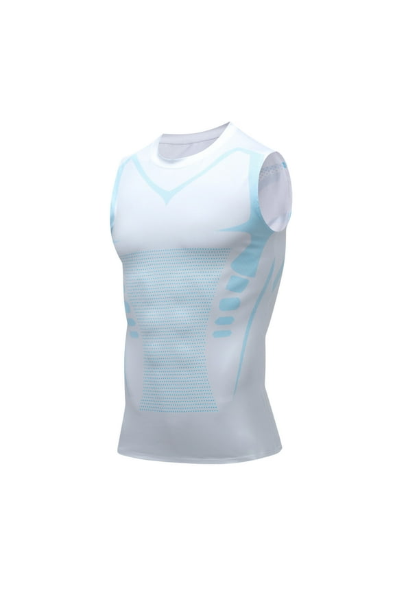 Mens Slimming Compression Shirt Body Shaper Vest Crewneck Workout Shirts Tummy Control Undershirts