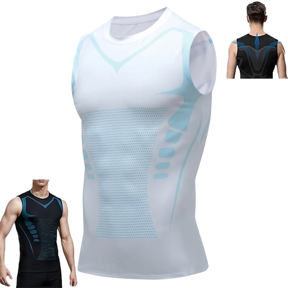 Mens Slimming Compression Shirt Sleeveless Stretch Breathable Body Shaper Tank Top Tummy Control for Gym Running Everyday Wear,White