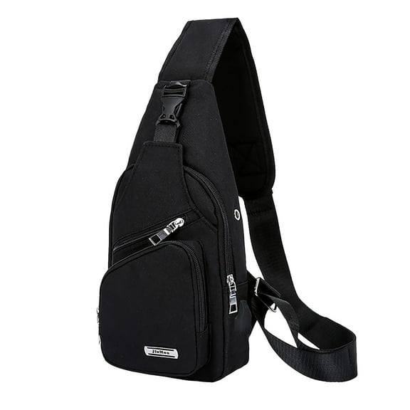 Mens Sling Backpack Waterproof Chest Bags with USB Charging Port Lightweight Crossbody Bag for Travel