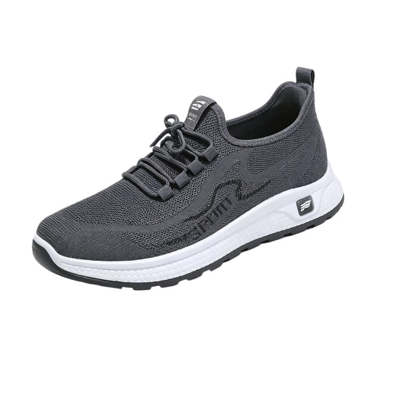 Mens Slip On Breathable Knit Walking Shoes Lace Up Lightweight Non Slip Casual Loafers for Elderly