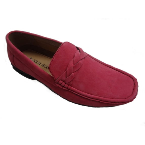 Mens Slip-On Driving Moccasin Loafer Shoes, 64422-Dark Pink