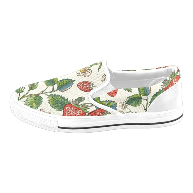 Mens Slip On Shoes Botanical Strawberries Patterns 1 Women's Fashion ...