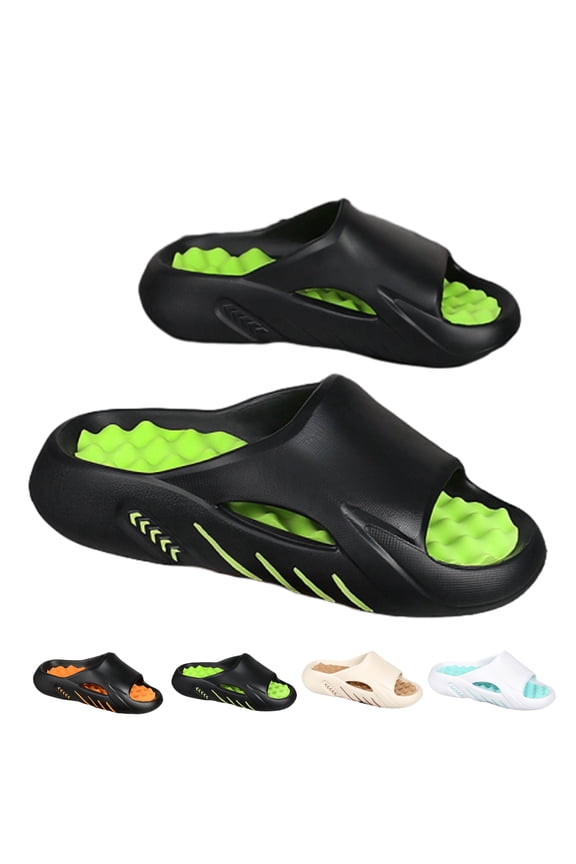 Mens Slip On Shoes, Men's Slide Sandal with Massage Footbed EVA Cushion Thick Sole for Men, Breathable Beach Pool Shower Slides