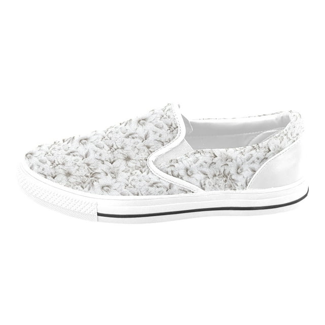 Mens Slip On Shoes White Flowers Seamless Patterns=10 Women's Fashion ...