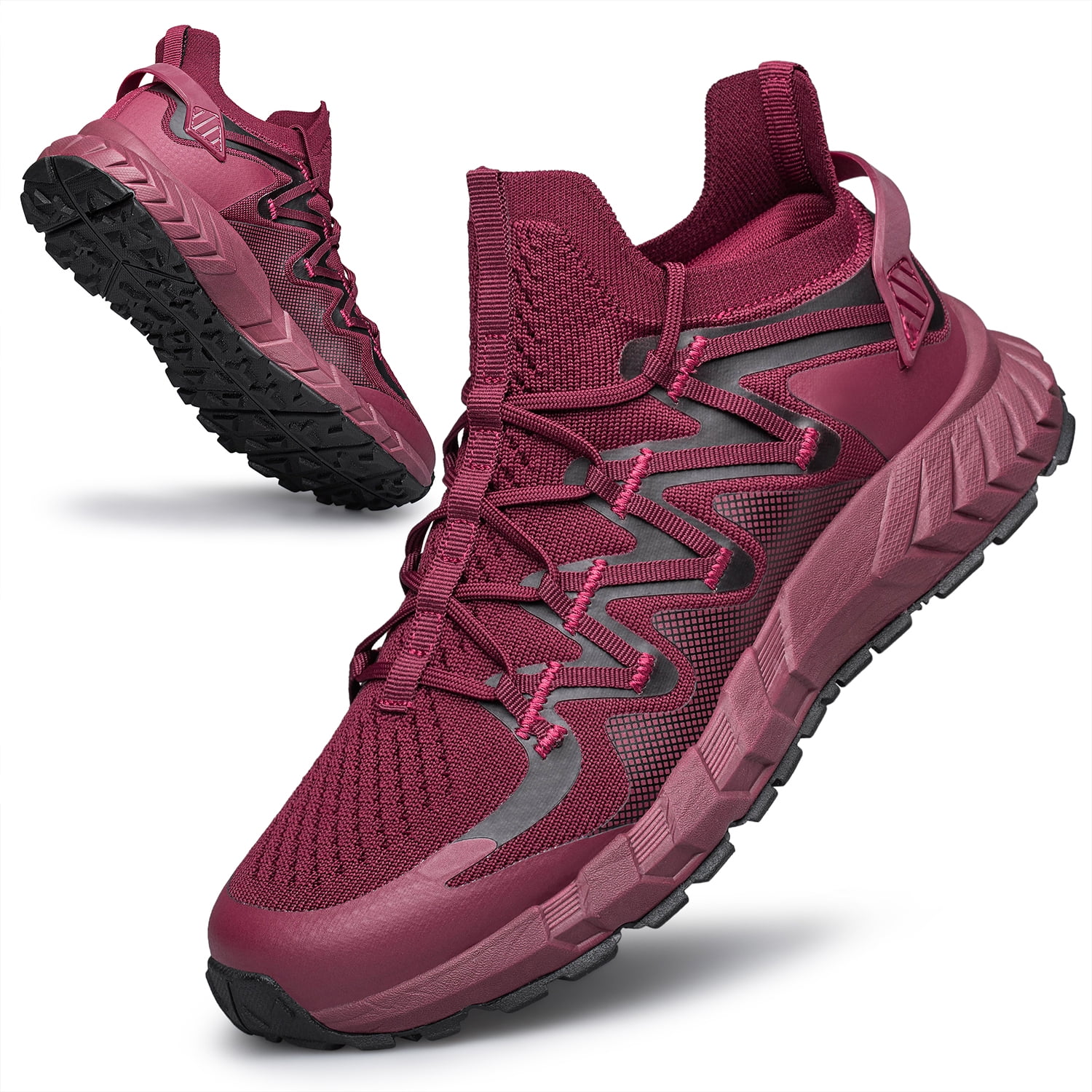 Mens Slip On Walking Shoes Blade Tennis Shoes Slip Resistant Running Shoes Lightweight Workout Shoes Breathable Fashion Sneakers Burgundy Size 10.5