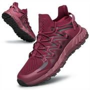Mens Slip On Walking Shoes Blade Tennis Shoes Slip Resistant Running Shoes Lightweight Workout Shoes Breathable Fashion Sneakers Burgundy Size 10.5
