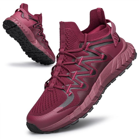Mens Slip On Walking Shoes Blade Tennis Shoes Slip Resistant Running Shoes Lightweight Workout Shoes Breathable Fashion Sneakers Burgundy Size 10.5