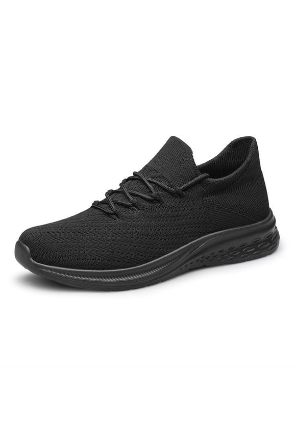 Mens Slip On Walking Shoes Lightweight Breathable Non Slip Running Shoes Comfortable Fashion Sneakers for Men All Black Size 9