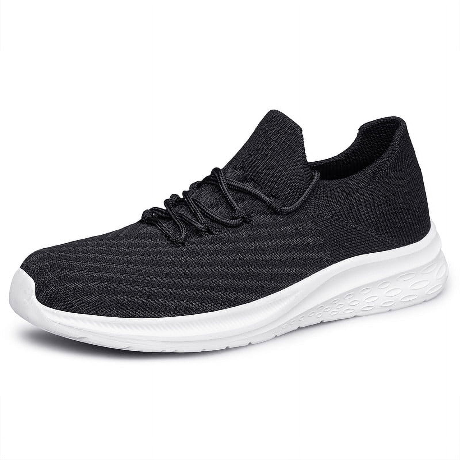 Mens Slip On Walking Shoes Lightweight Breathable Non Slip Running Shoes Comfortable Fashion Sneakers for Men Black Size 8.5
