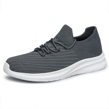 Mens Slip On Walking Shoes Lightweight Breathable Non Slip Running Shoes Comfortable Fashion Sneakers for Men Grey Size 8