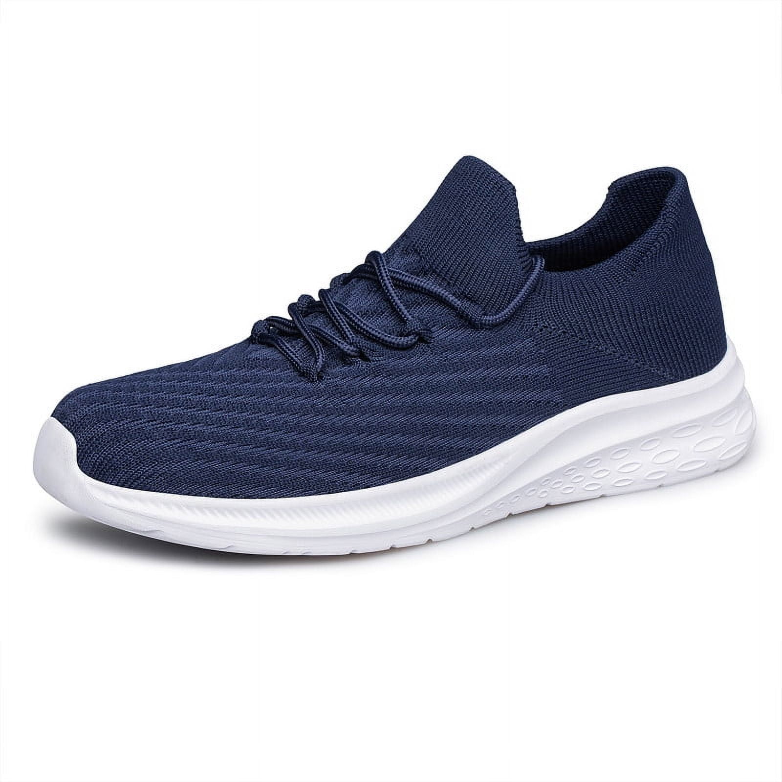 vibdiv Mens Slip On Walking Shoes Lightweight Breathable Non Slip Running Shoes Comfortable Fashion Sneakers for Men Navy Size 8.5