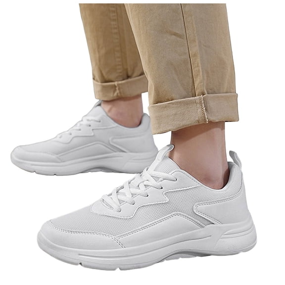 Mens Slip On Walking Shoes Non Slip Running Shoes Breathable Workout Lightweight Lace Up Gym Sneakers