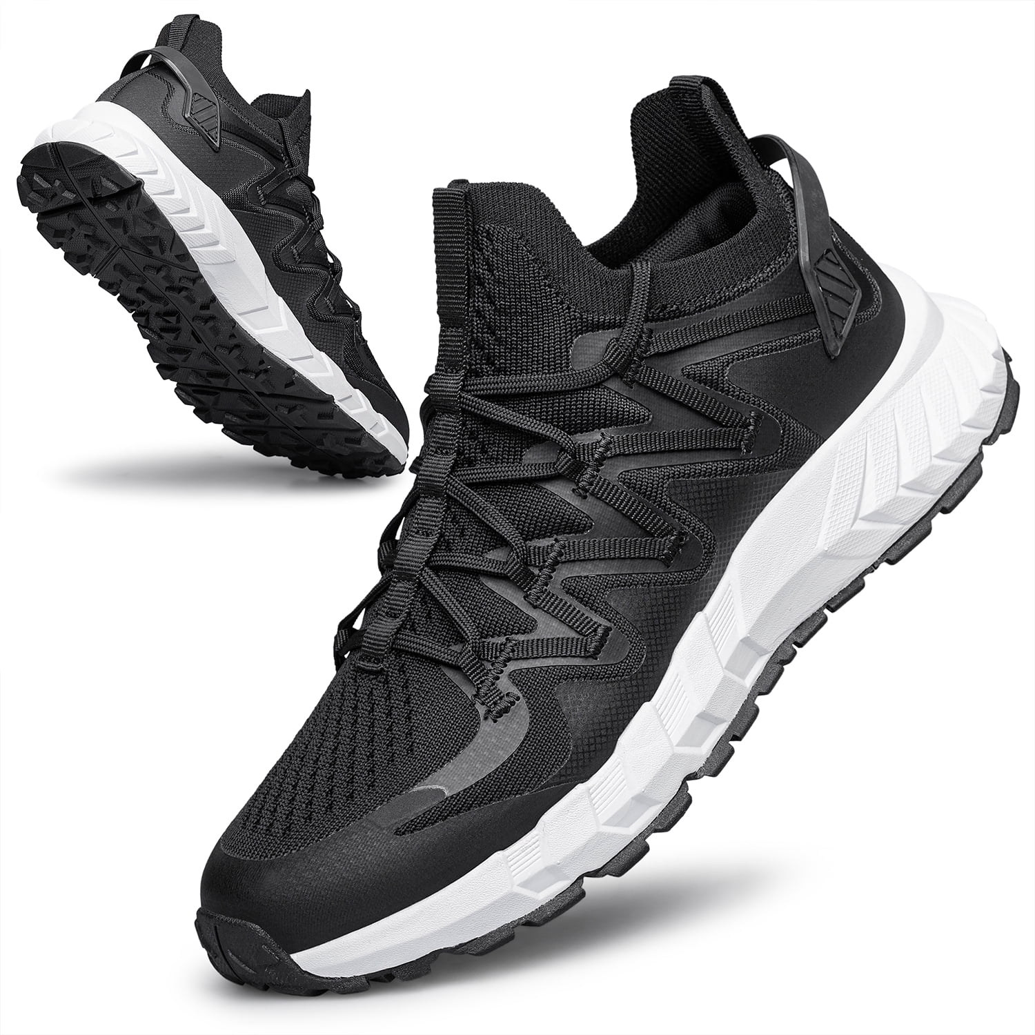 Mens Slip On Walking Shoes Running Tennis Gym Sneakers Non Slip Work Shoes Comfy Breathable Lightweight Fashion Shoes Black Size 7.5