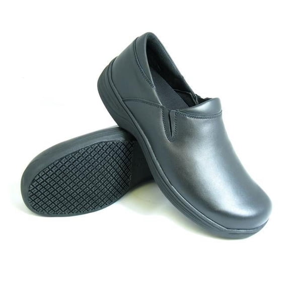 Mens Slip-Resistant Slip-On Work Shoe, Black - Size 14 Wide