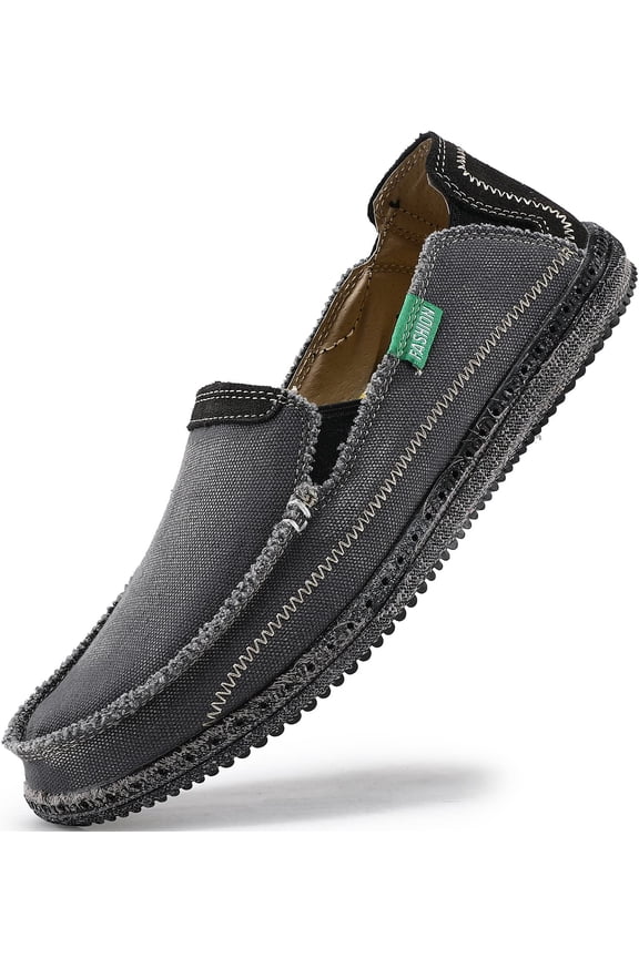 Mens Slip on Deck Shoes Casual Canvas Loafers Beach Boat Shoes