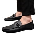 thumbnail image 1 of Mens Slip on Loafers Comfortable Boat Shoes Casual Walking Sneakers Metal Decor Business Work Lightweight Soft Sole Oxfords Black Size 8.5, 1 of 6