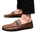 thumbnail image 1 of Mens Slip on Loafers Comfortable Boat Shoes Casual Walking Sneakers Metal Decor Business Work Lightweight Soft Sole Oxfords Brown Size 9, 1 of 6