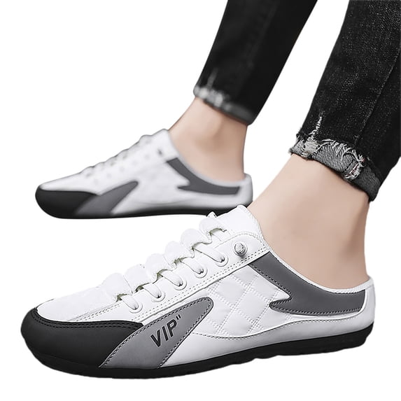 Mens Slip on Mule Sneakers Casual Sports Slippers Low Top Slip On Sneakers Fashionable Walking Shoes