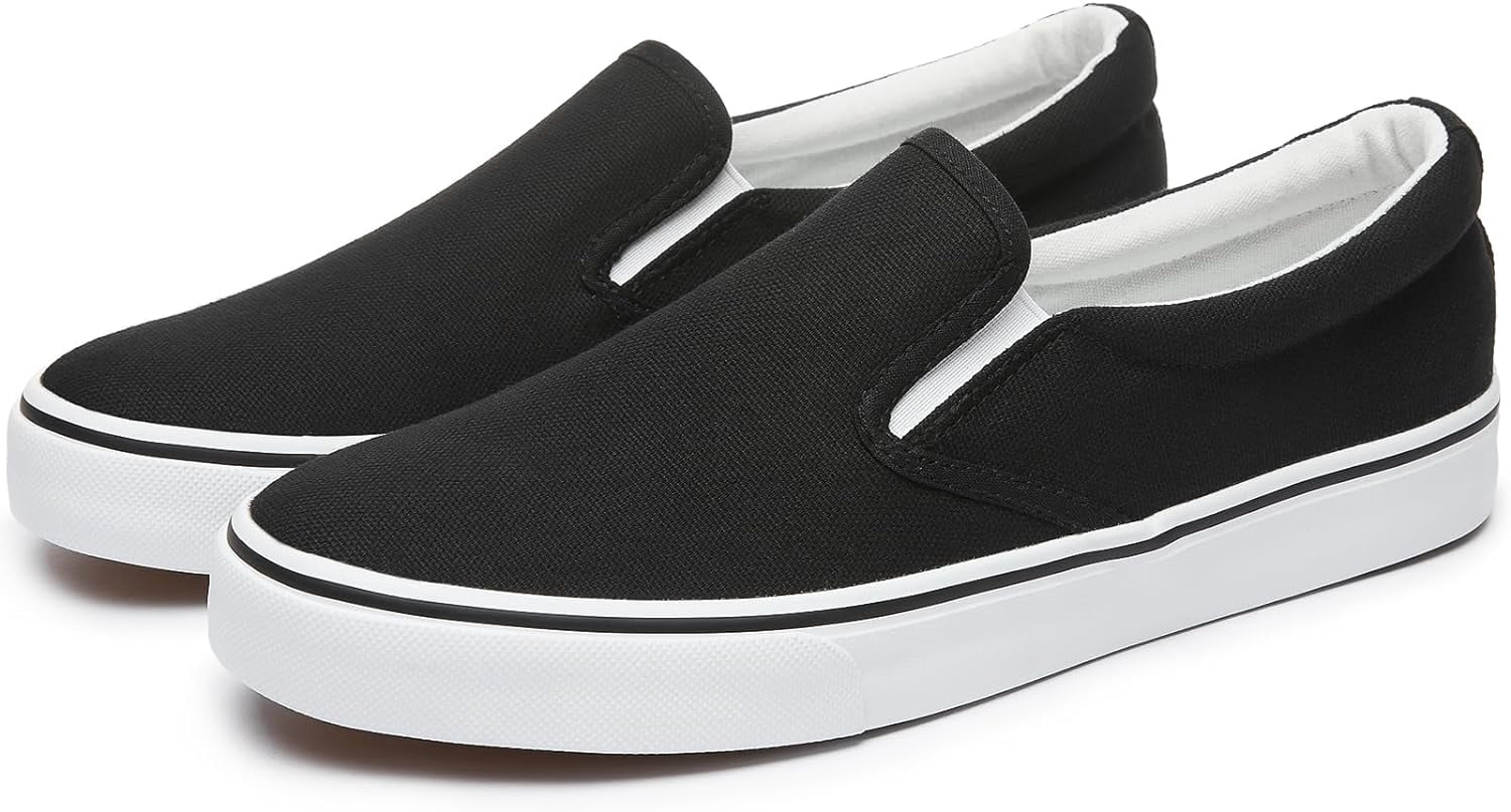Mens Slip on Sneakers Loafers Shoes Black Shoes White Casual Fashion Shoes
