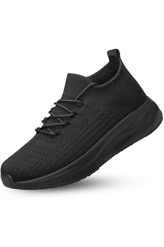 Mens Slip on Walking Shoes Comfort Lightweight Breathable Sock Shoes Non Slip Mesh Casual Workout Tennis Gym Running Sneakers Black Size 10.5