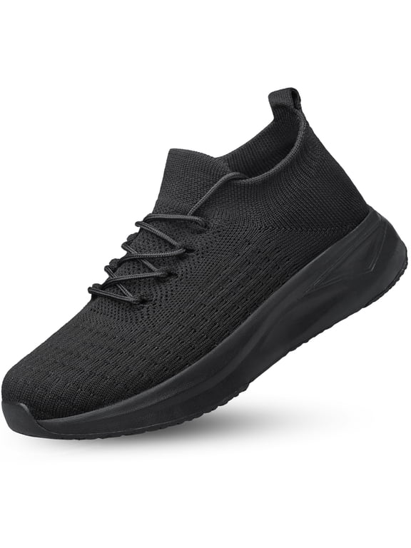 Mens Slip on Walking Shoes Comfort Lightweight Breathable Sock Shoes Non Slip Mesh Casual Workout Tennis Gym Running Sneakers Black Size 12