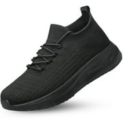 vibdiv Mens Slip on Walking Shoes Comfort Lightweight Breathable Sock Shoes Non Slip Mesh Casual Workout Tennis Gym Running Sneakers Black Size 13