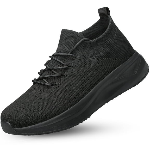 vibdiv Mens Slip on Walking Shoes Comfort Lightweight Breathable Sock Shoes Non Slip Mesh Casual Workout Tennis Gym Running Sneakers Black Size 7